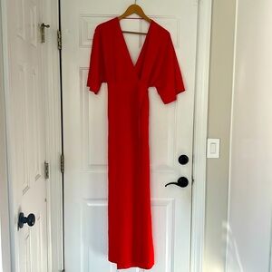 Red maxi wrap dress